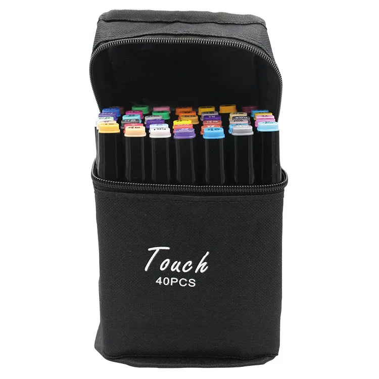 40PCS(BLACK) Touch пять разных цветов, двухконцевая краска, маркер, ручка, широкая, тонкая точка, черный, для DIY, рок, краска, фарфор, стекло, дерево - Цвет: 40PCS(BLACK)