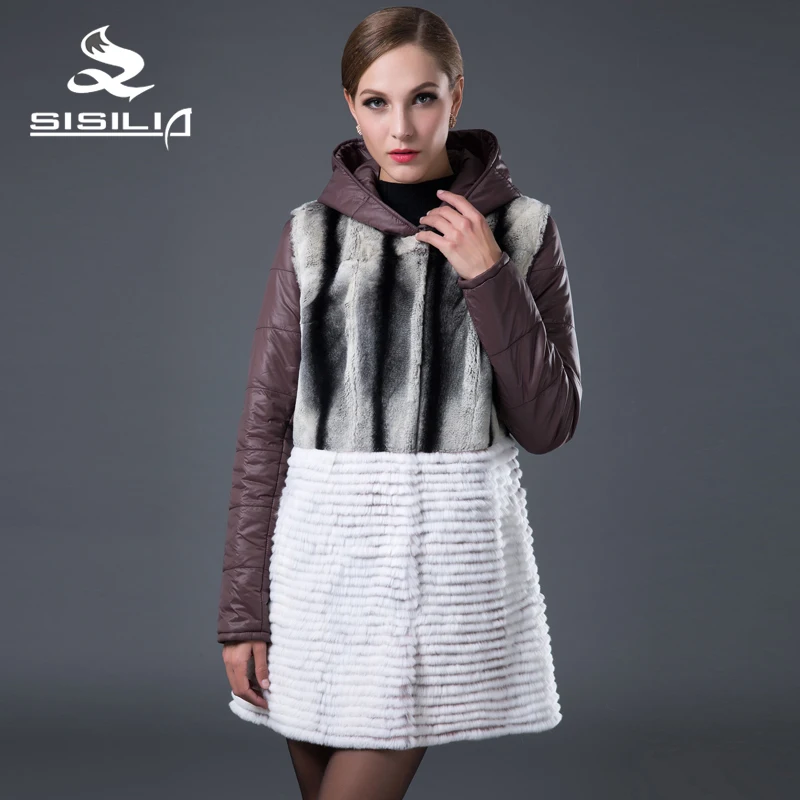 Sisilia 2016 Новинка 100% реальные кролика рекс Мех животных Пальто для будущих мам с
