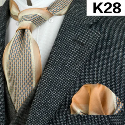 K28set В полоску, в клетку, в горошек, с цветочным узором из мужских галстуков галстуки галстук комплекты платок носовой платок шелковый галстук из жаккардовой ткани - Цвет: K28set