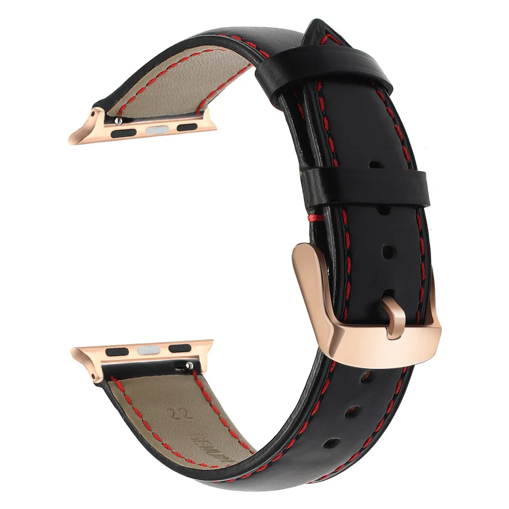 Ремешок из натуральной телячьей кожи для iWatch Apple Watch SE 38 мм 40 42 44 Series 6 5 4 3 2 1 ремешок