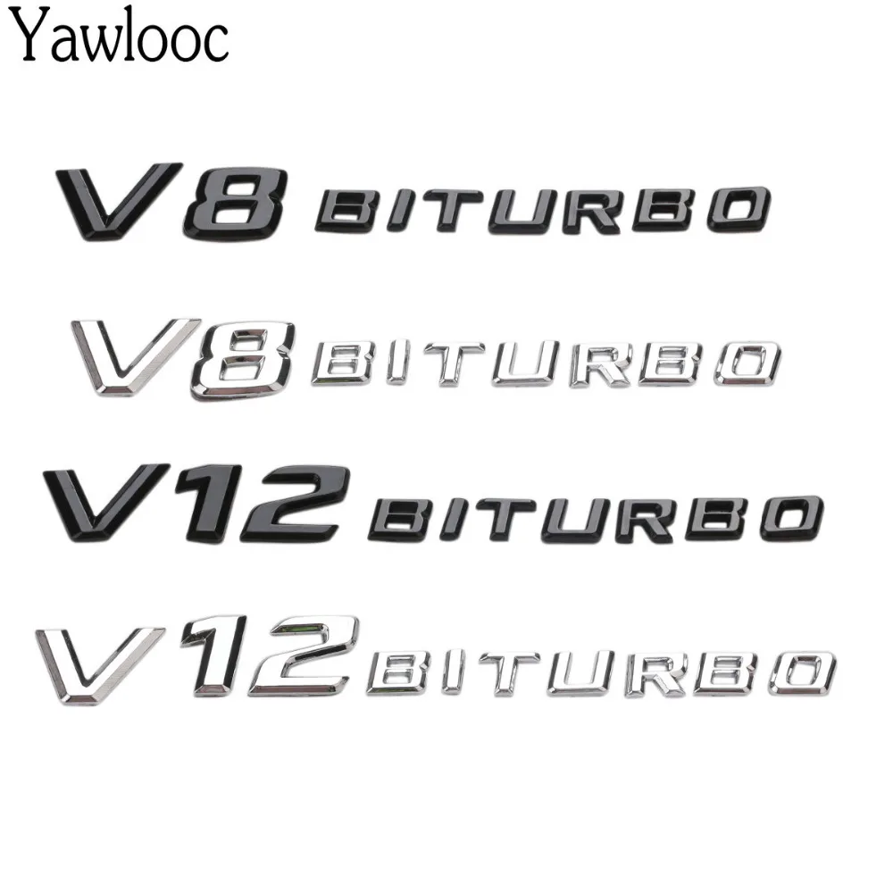 Yawlooc 3D Автомобильная Наклейка ABS V12 V8 BITURBO логотип эмблема значок задняя сторона