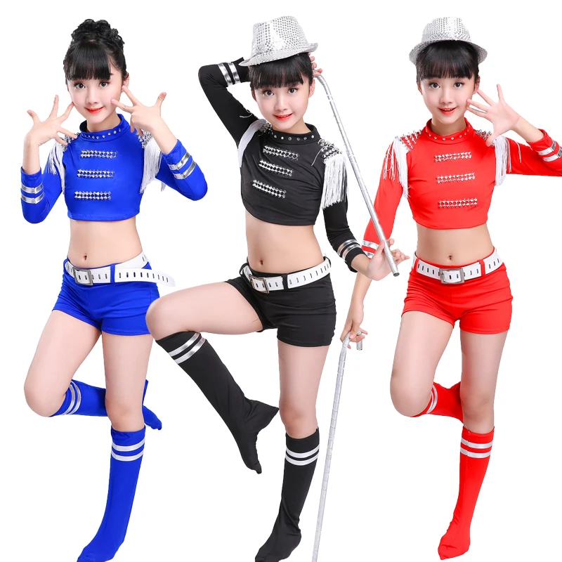 

Children Tassel Jazz Dance Costumes 3 Color Girl Hip-hop Jazz Stage Dancewear for Kids