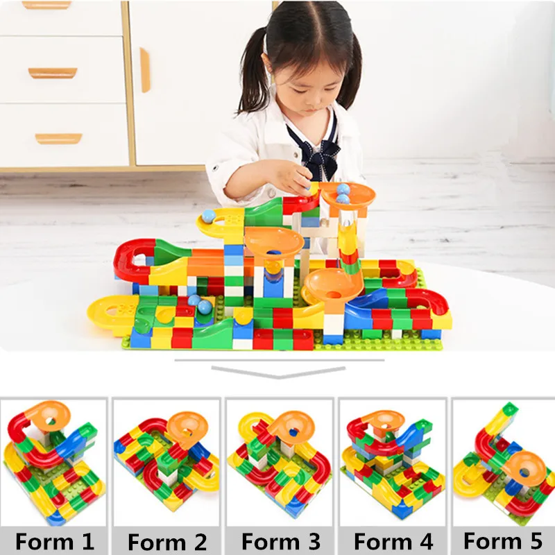 Toys for Baby Big Size Diy Building Blocks Marble Race Run Maze Ball Track Funnel Slide Bricks | Игрушки и хобби