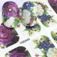nail sticker purple flower designs water transfer decals sets flowerfeather nail art decor beauty tips