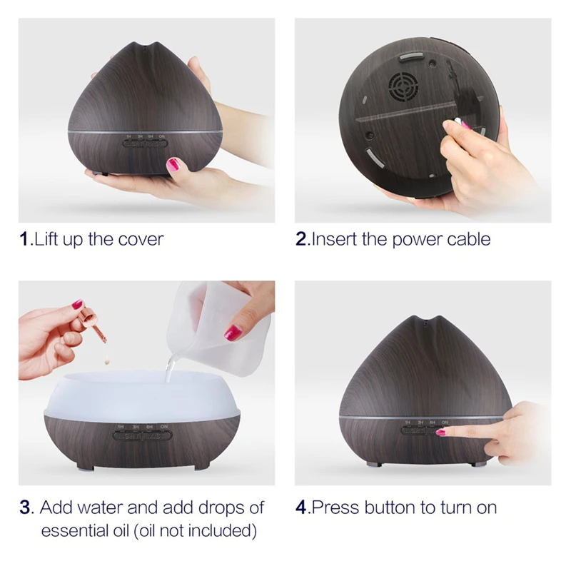Diffuserlove 500MLAir увлажнитель воздуха с дистанционным управлением, диффузор эфирного масла, увлажнитель воздуха, светодиодный распылитель ароматерапии