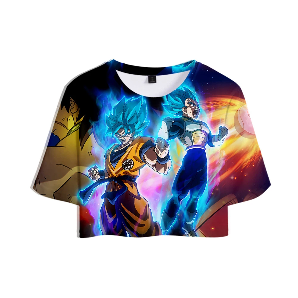 Frdun Tommy Dragon Ball Супер Broly 3D Открытый пупок футболка сексуальные короткие для женщин