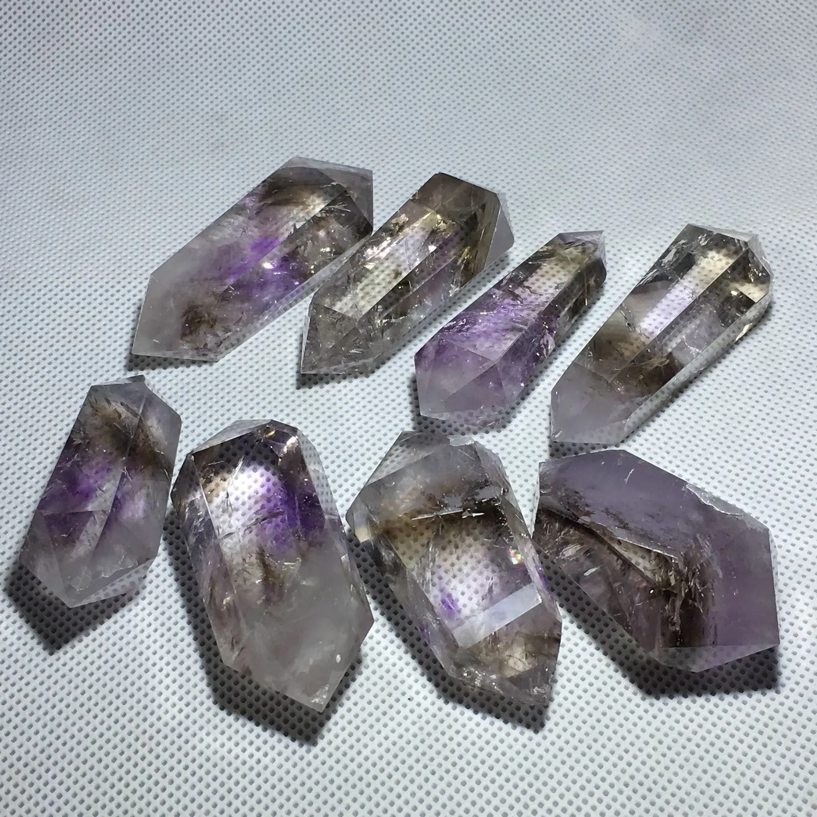 

2pcs Natural Amethyst Quartz Obelisk Crystal Double Wand Point Reiki Healing