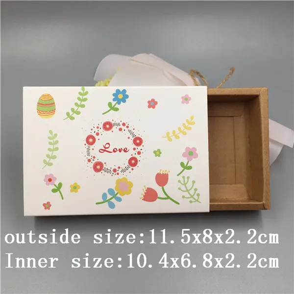 11.5x8x2.2cm 10 pcs various sizes of vintage kraft paper drawers a variety of patterns design wedding candy / chocolate / cookie box - Цвет: 11.5x8x2.2cm