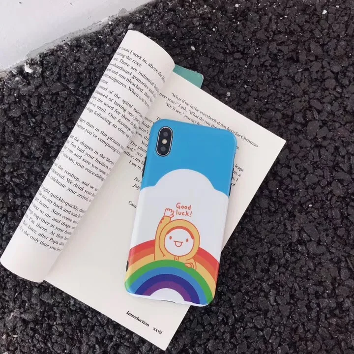 Luxury Brand IMD Soft Silicone Case for iPhone X cover XR 10 XS Max 7 Plus 8 6 6S Cute Lucky Day Rainbow Happy Boy Coque |