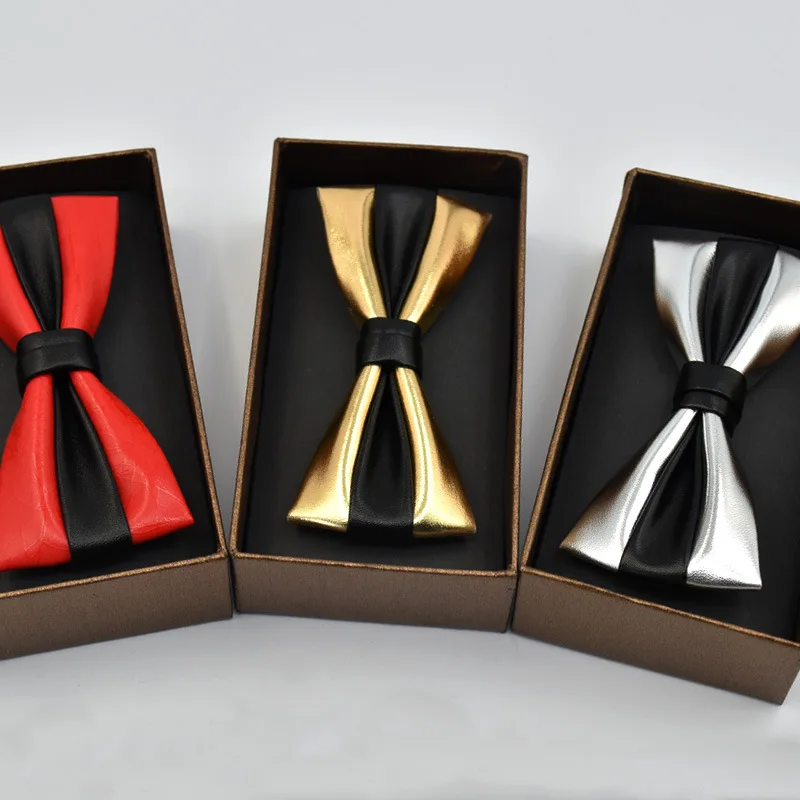 Из искусственной кожи Для мужчин Роскошные Bow Tie Solid Gravata танец bowtiecorbatas Hombre