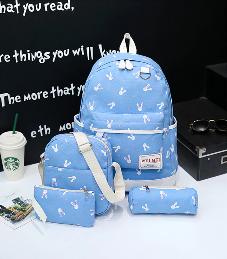 Yogodlns рюкзаки школьные сумки для девочек-подростков 4 комплекта женский рюкзак для путешествий с изображением животных кролика школьная сумка рюкзак