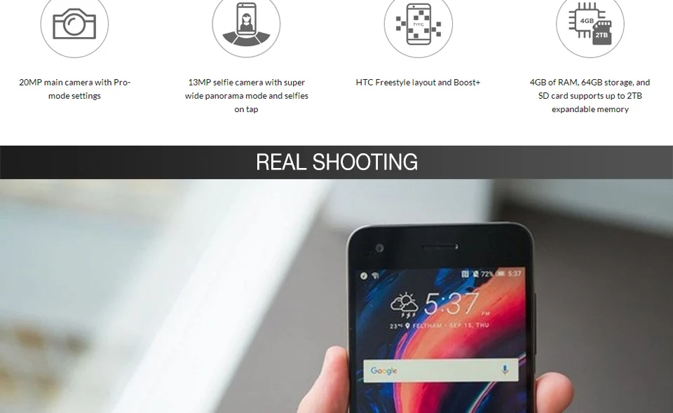 Смартфон htc Desire 10 Pro D10W, четыре ядра, две sim-карты, отпечаток пальца, 4 Гб ОЗУ, 64 Гб ПЗУ, 1080 P, 20 МП, 5,5 дюйма, 3000 мАч, мобильный телефон android