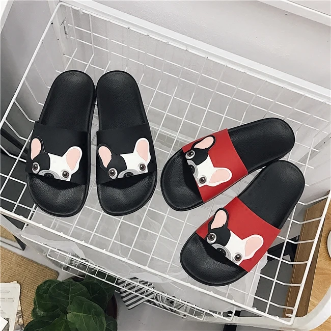 Модные женские летние шлепанцы с рисунком собаки Пляжные Сандалии Sandalias Женские