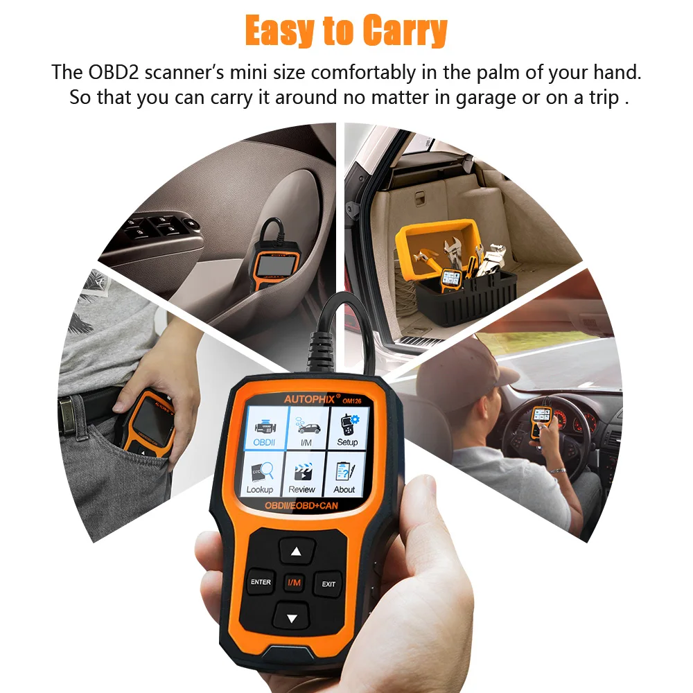 Autophix OM126 OBD2 Автомобильный сканер проверки двигателя считыватель кода OBD EOBD JOBD OBDII