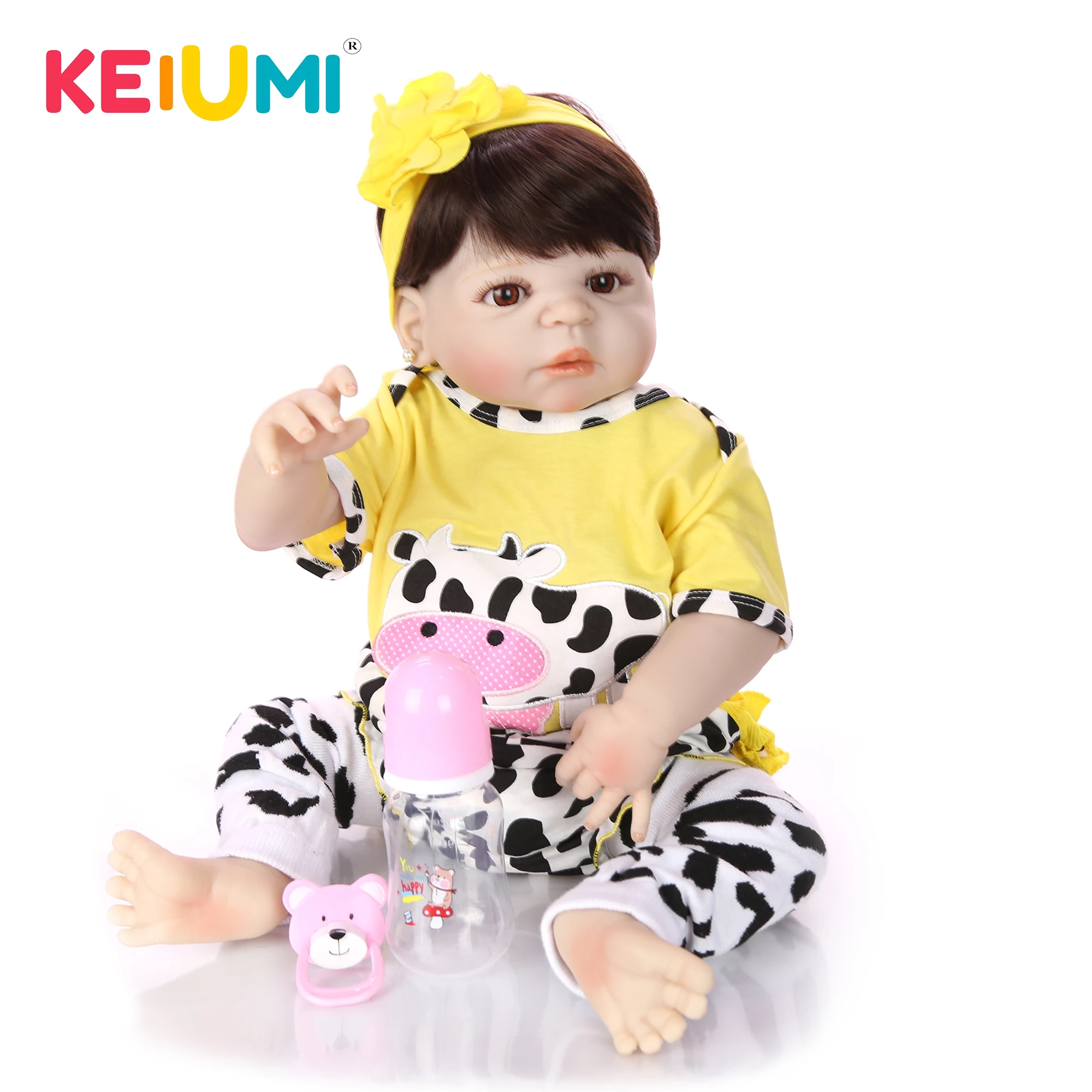 

Lifelike Reborn Baby 23 Inch Full Vinyl Cloth body babies Dolls Realistic Boneca Menina Newborn Doll For Kids Birthday Gifts