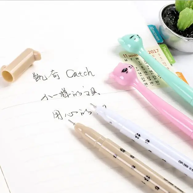 Корейская Черная гелевая ручка с мультяшным животным 1 шт. школьные и ручки для