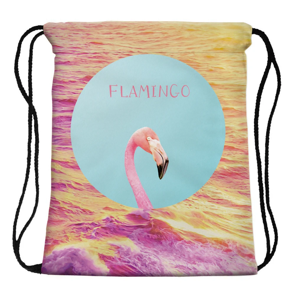 Deanfun 3D напечатанные мешки Drawstring Фламинго милый подарок для девочек школа