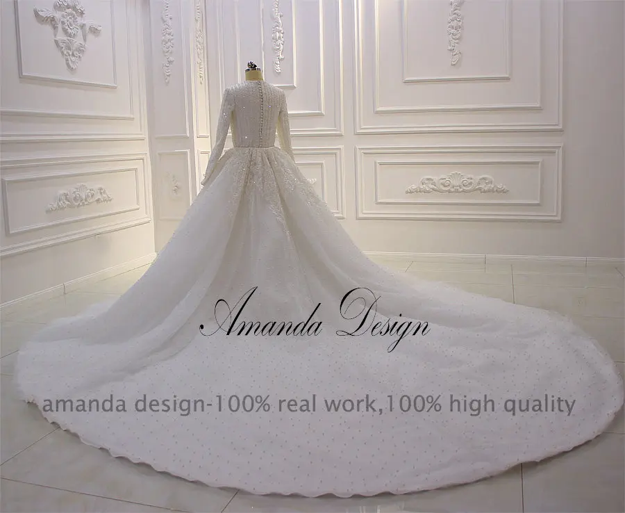 Аманда дизайн robe de mariee ручная работа жемчуг Съемная юбка мусульманское свадебное платье Русалка