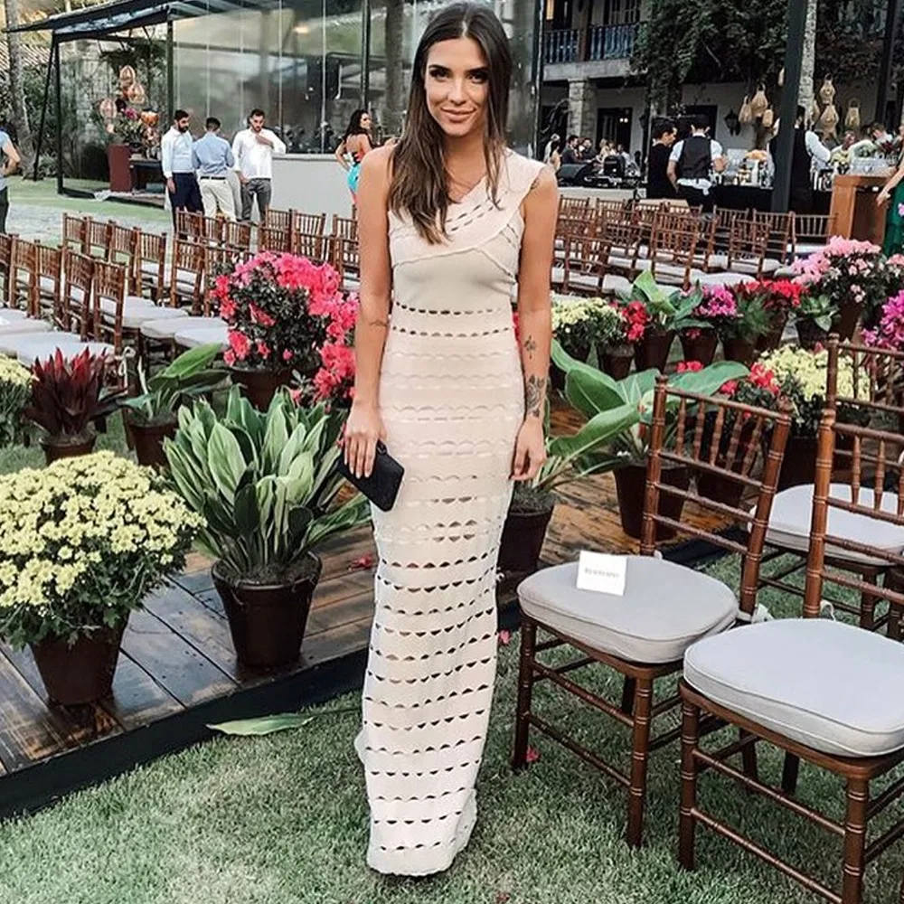 Женское жаккардовое вечернее платье облегающее на одно плечо без рукавов