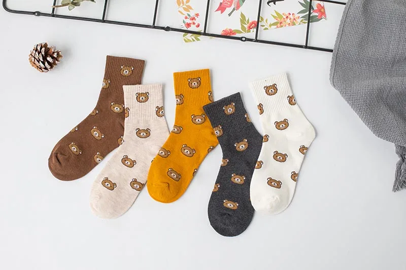 Продукт осень/зима Harajuku прекрасный мультфильм колледж Стиль носки женщины счастье кавай медведь личности Tide Calcetines