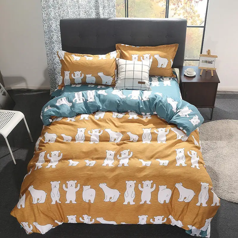 

Famvotar Cartoon Animal AB Side Bedding Set Unicorn Flamingo Pattern Duvet Cover Set Full Queen King Size Flat Sheet Bed Linen