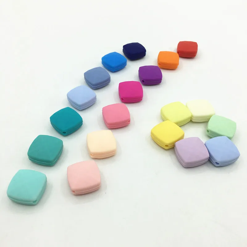 Оптовая продажа 50 шт./лот квадратные силиконовые бусины для прорезывания зубов