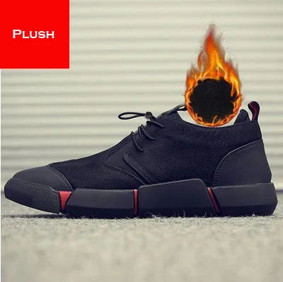 Black Plush ZYYZYM/Мужская обувь; Цвет Черный; коллекция года; сезон осень-зима; плюшевая Теплая мужская повседневная обувь; кожаная дышащая модная мужская обувь; высокое качество - Цвет: Black Plush