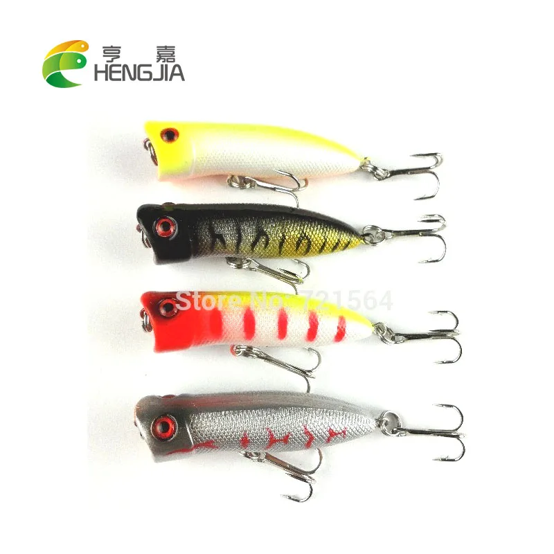 

50pcs hard baits Popper fishing baits Plastic Lure 5.5CM 5.5G 8# hooks fishing hook top Water cheap fishing lures free shipping