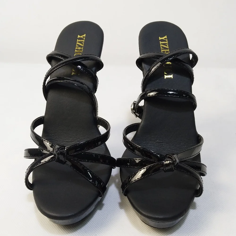 13 cm sexy sexy women's open-toe sandals, painted black classic stiletto platform sandals