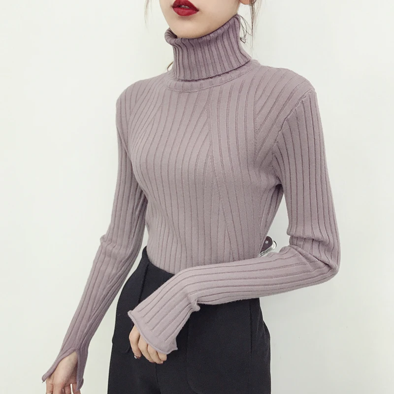The first 2019 sets of new female turtleneck sweater loose in the long winter sleeved all-match slim shirt | Женская одежда
