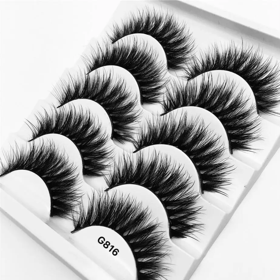G810 5 Pairs 3d mink hair natural cross false eyelashes individual faux cils lashes extension for professionals cilios wimpers | Красота и
