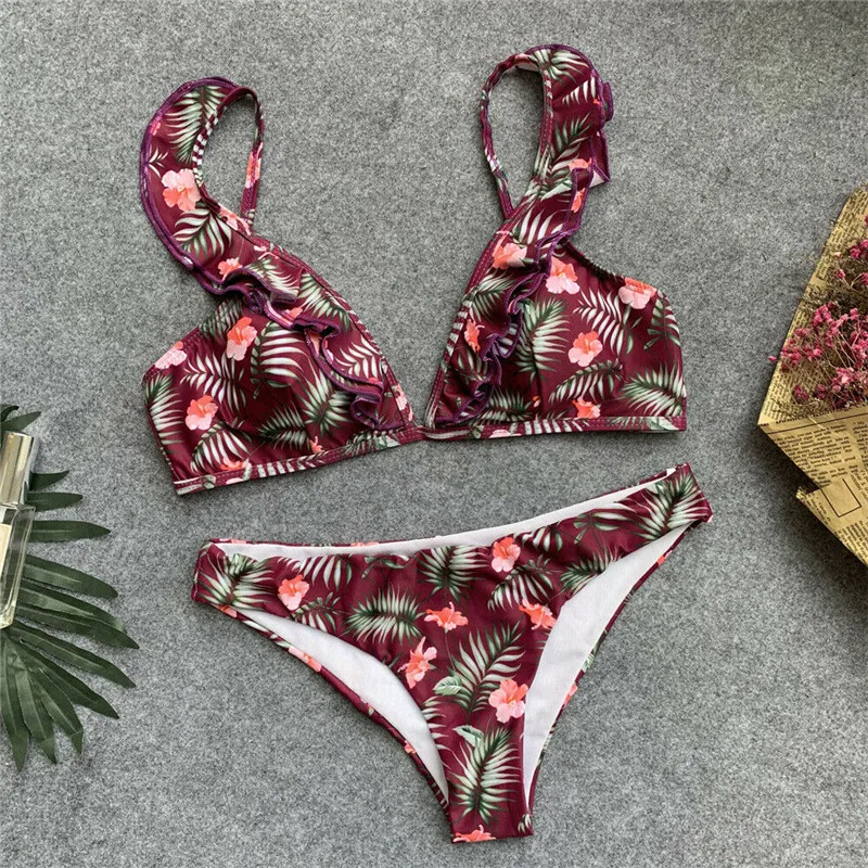 Женский купальник с подкладкой комплект бикини летний бюстгальтер пуш ап