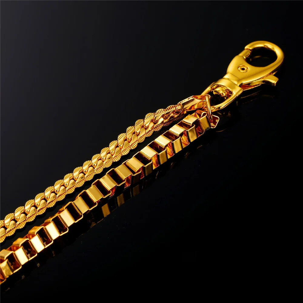 Мужские джинсы Штаны цепи двойного слоя хип хоп личности пояс цепочка на талию