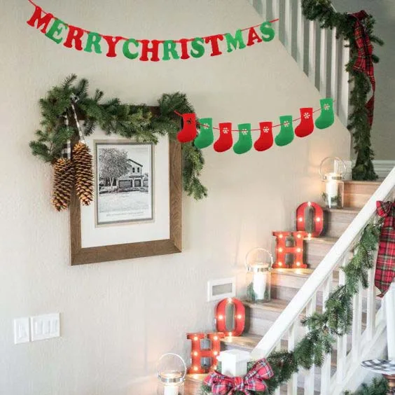 Hanging Flag Merry Christmas Bunting Garland Banner Shop Home navidad XMAS Party Decor christmas decorations for home decoratie | Дом и сад