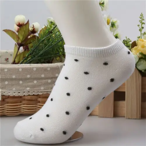 White A 10 пар/лот = 20 штук, яркие цвета, носки в горошек, модные женские летние повседневные носки, женские невидимые носки из полиэстера и хлопка для женщин - Цвет: White A