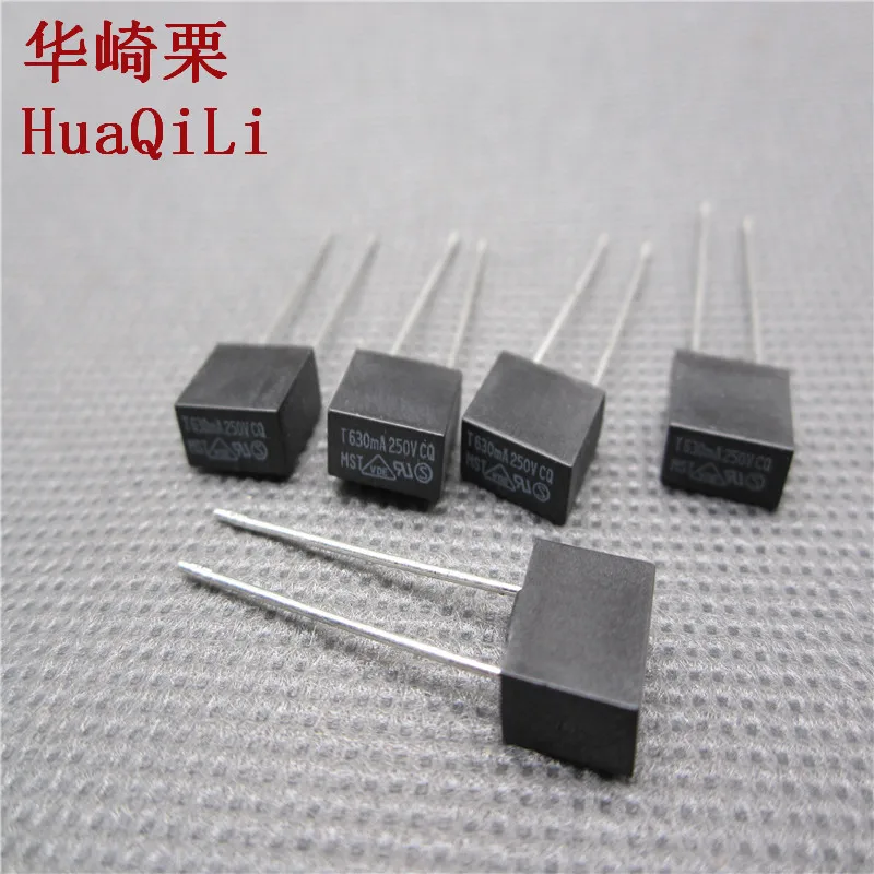 50 шт. черный квадратный предохранитель T630MA 250 В микропредохранитель медленно плавление время задержки T0.63A 250 В