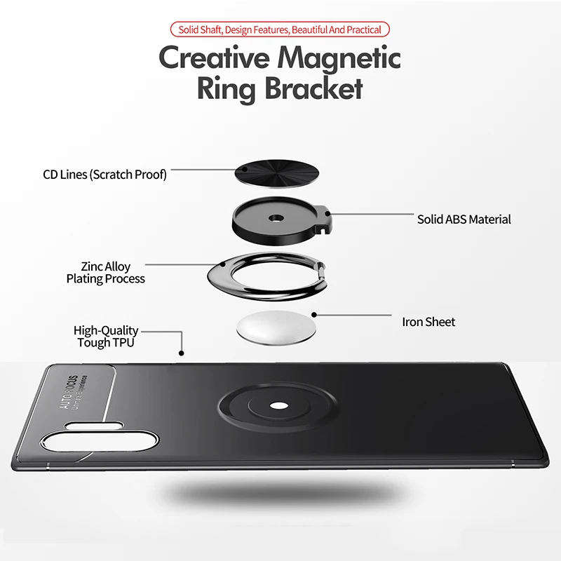 Чехол для samsung galaxy Note 10 plus Note10 + автомобильный магнитный держатель Мягкая