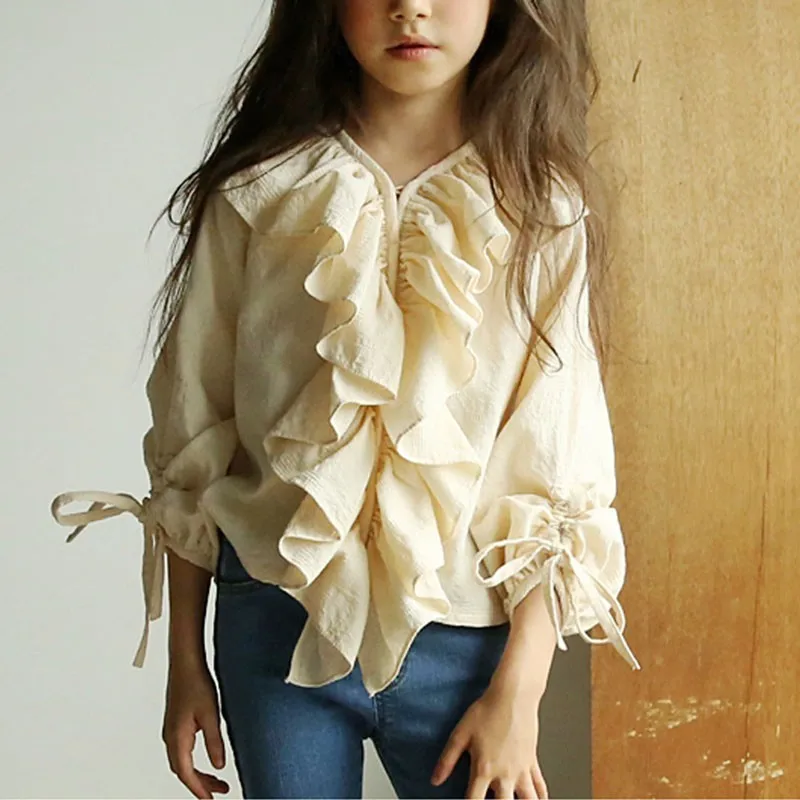 

2022 Spring New Teen Girl Shirts Lantern Sleeve Blouses Shirt For Kids Girls Autumn Mother And Daughter Clothes 6 10 12 14 17