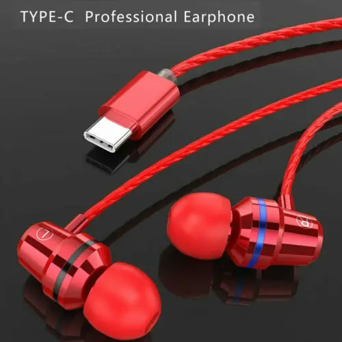 USB Type-C Earphone Super Bass Headset Wired Type C Earbuds Headphone Built-In Microphone For Xiaomi Huawei 3C09 | Электроника
