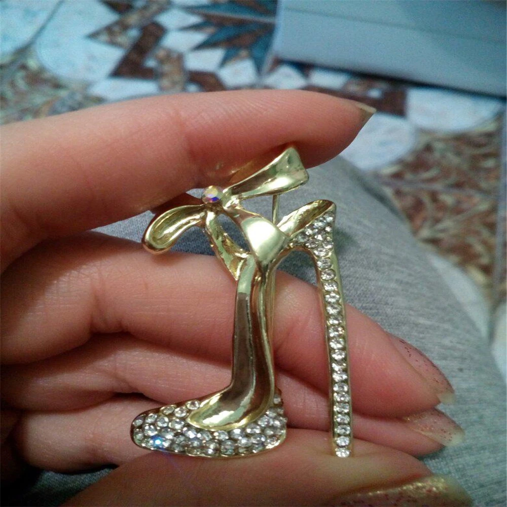

Enamel High Heels Brooch Rhinestone Corsage Clothing Accessories For Women Gift Party Wedding Pins Jewelry