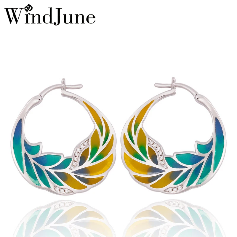 Windjune эмаль Серебряные серьги для женщин 2017 Аутентичные 925 серебро ювелирные