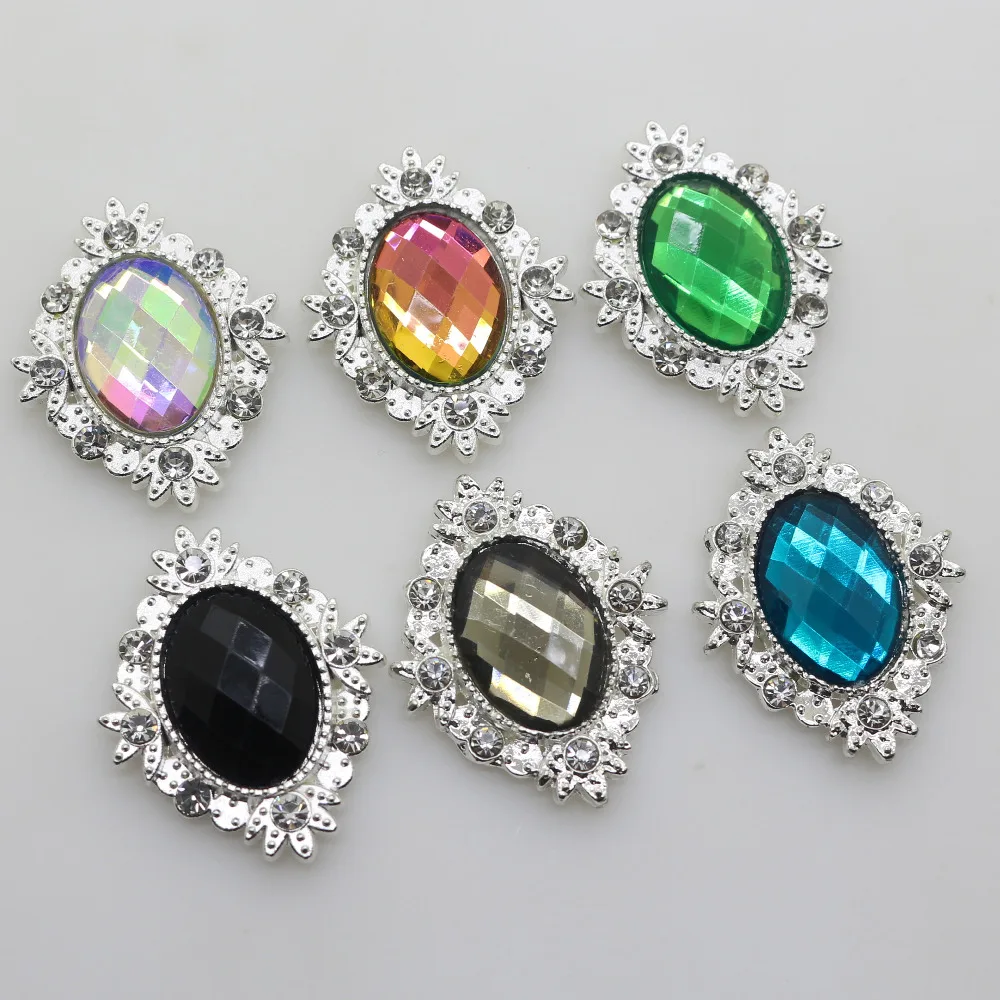 Серебристые прозрачные стеклянные стразы на пуговицах для одежды свадебные