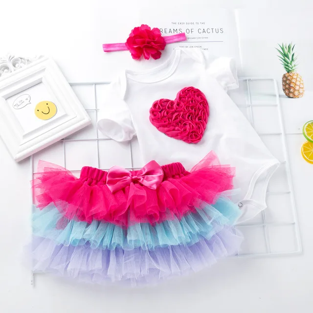 Summer Baby Girl Clothes 0-2 Year Birthday Dress Set Suits Infant Clothing Sets Romper Headband Tutu Bebes |