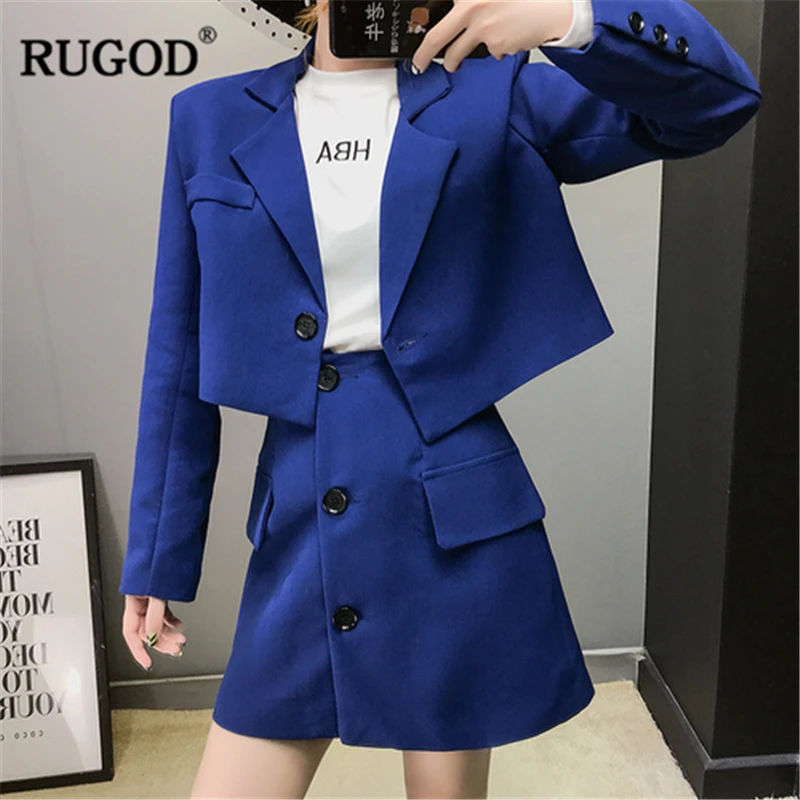 RUGOD/2018 новые офисные женские костюмы с юбкой элегантный комплект из 2 предметов