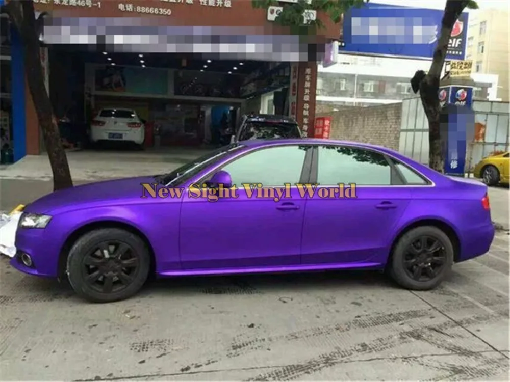 Высококачественная матовая атласная хромированная фиолетовая виниловая пленка