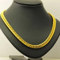 hip hop necklace yellow gold filled mens double curb chain link