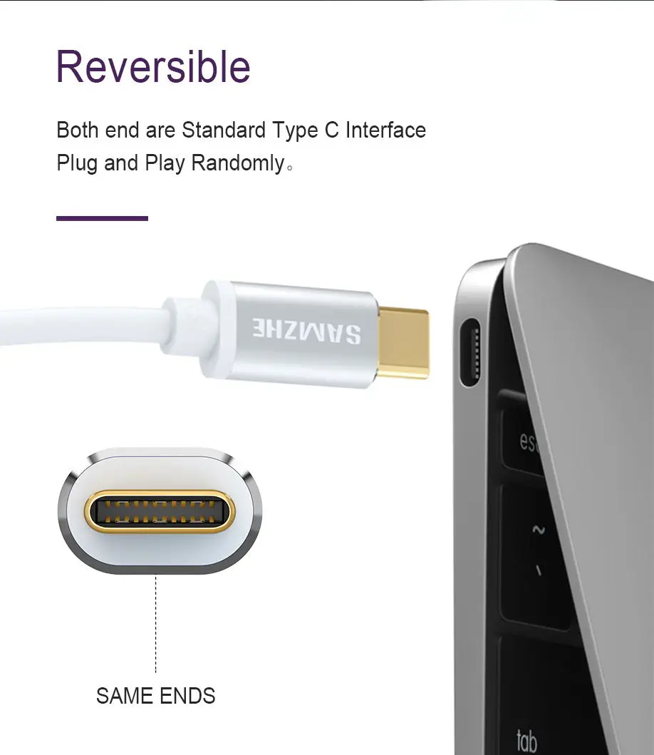 SAMZHE Кабель USB 3,1 type-C для быстрой зарядки для Macbook Pro samsung S8 S9 Nexus 5X, Nexus 6 P, OnePlus 2, ZUK Z1