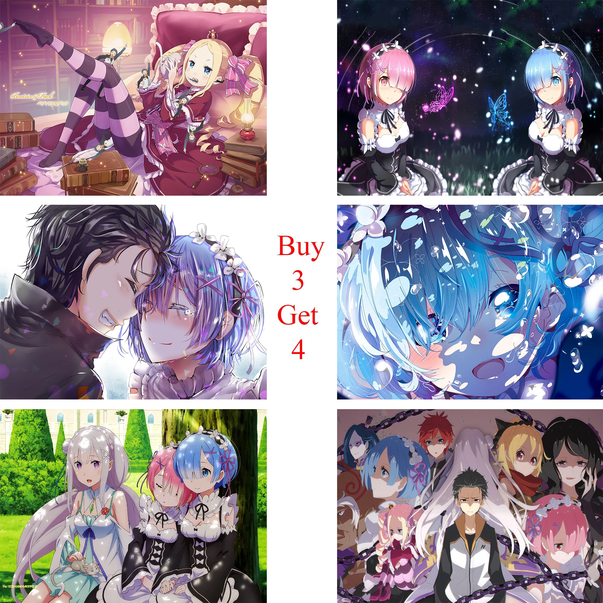 Постеры RE ZERO Мультяшные настенные наклейки бумага с белым покрытием принты