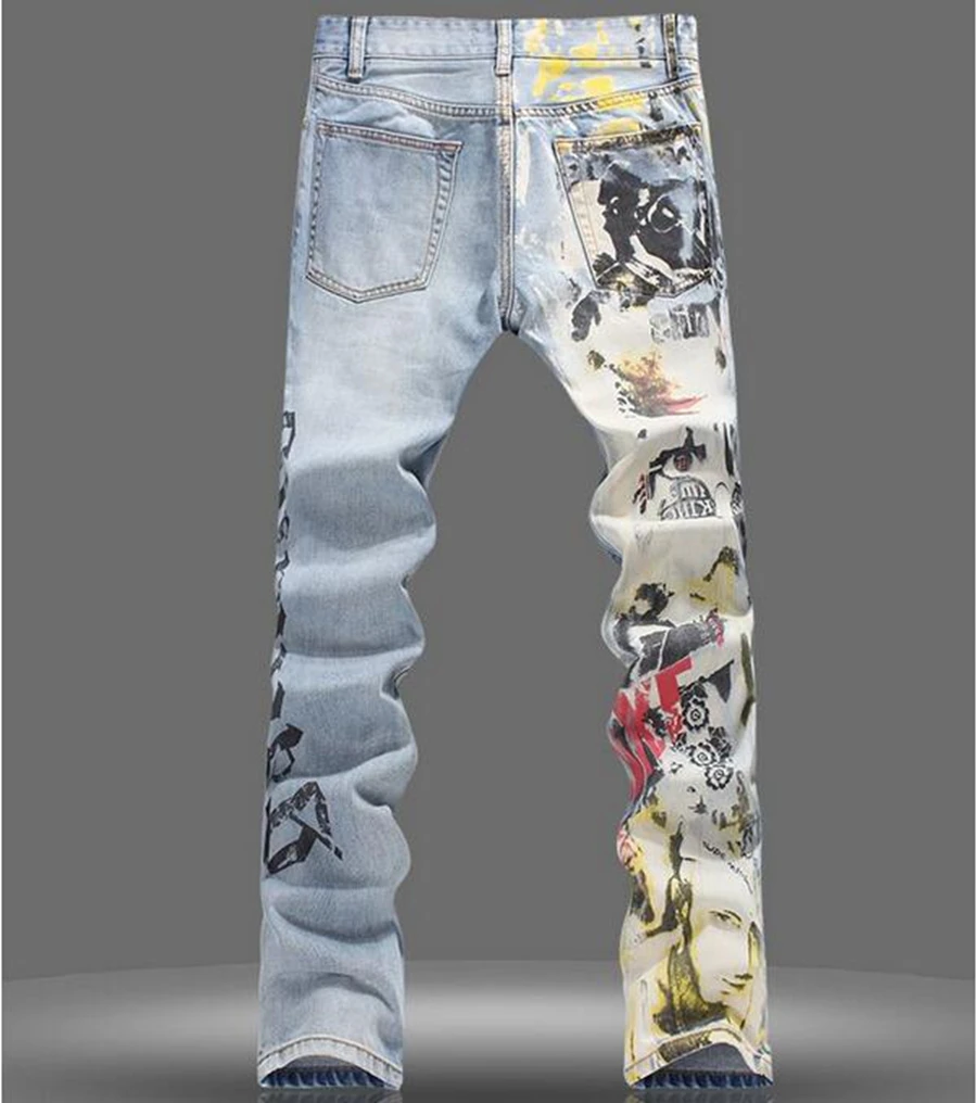 Весна и осень период хан издание мужчин брюки личность цветной рисунок или узор