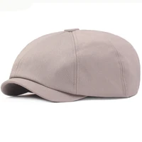 ht2571 beret cap solid plain octagonal newsboy cap artist painter hat cotton cabbie gatsby ivy flat cap men women vintage berets